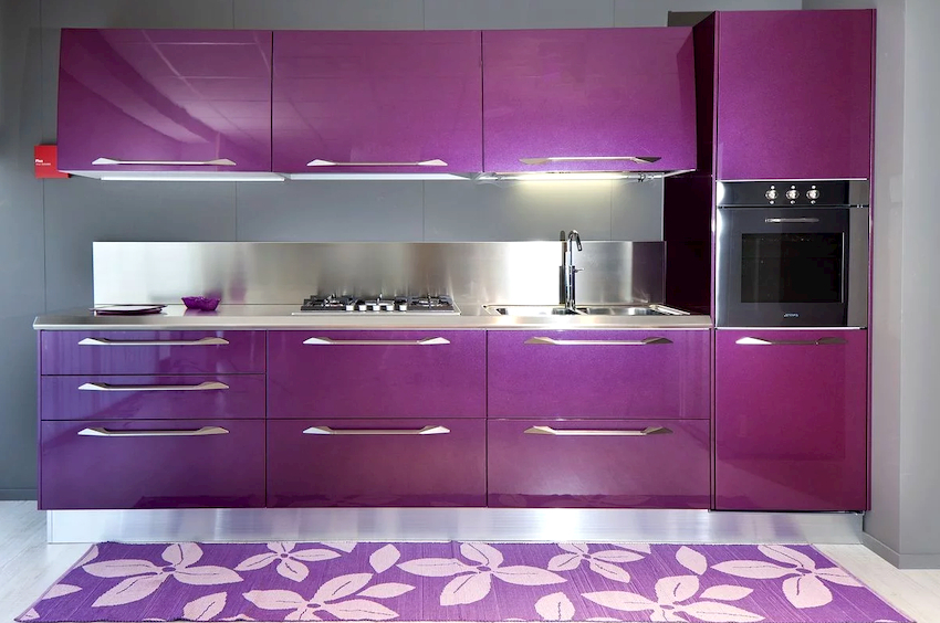Кухня в лиловом цвете дизайн фото