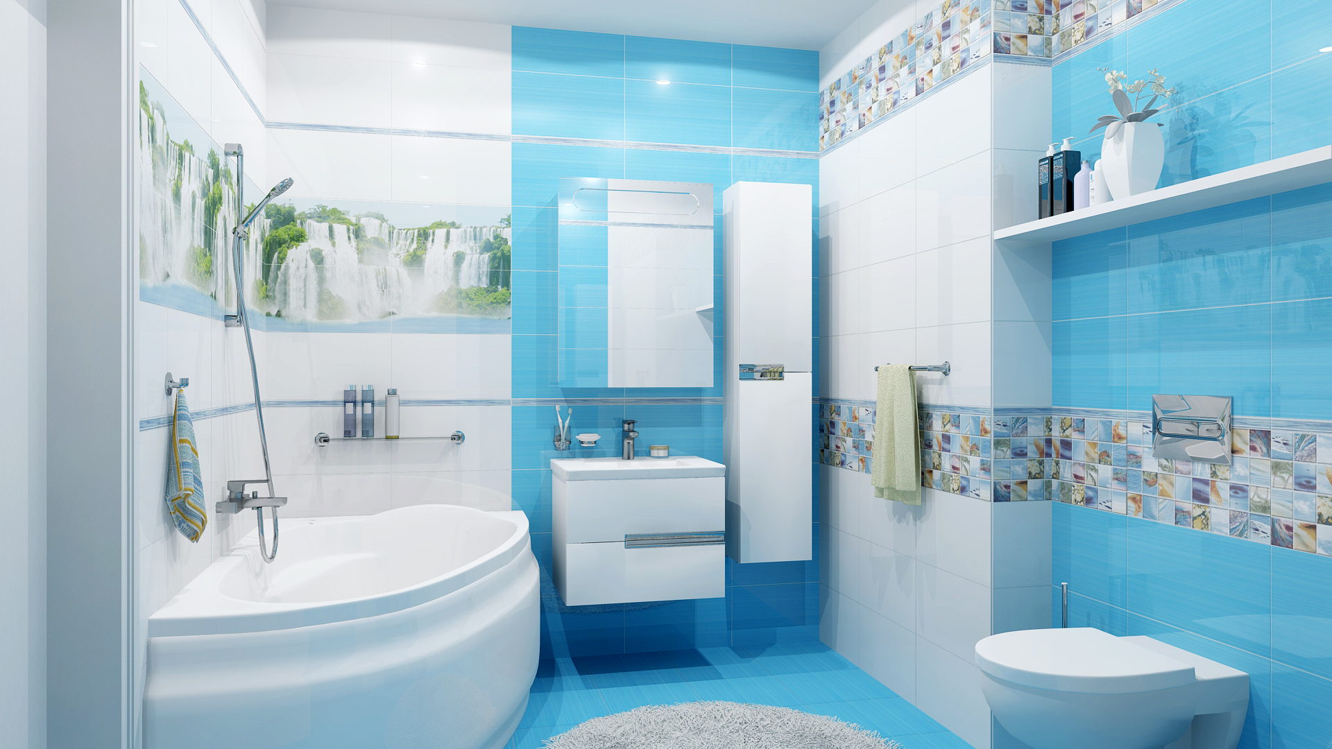 Ванная в голубом цвете: Правила оформления голубой ванной комнаты, как .