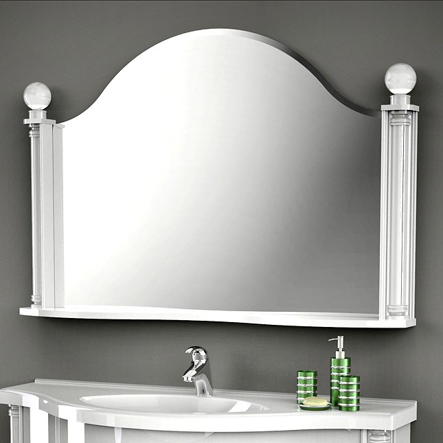 Зеркало с боковой полкой для ванной комнаты