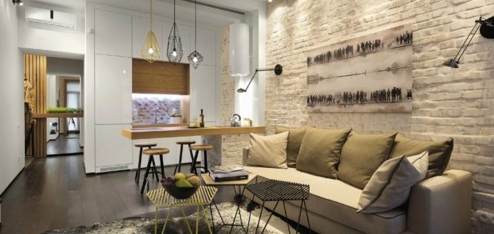 40 метров квадратных – современные проекты-(Y) с зонированием для двухуровневого помещения размером 40 квадратных метров