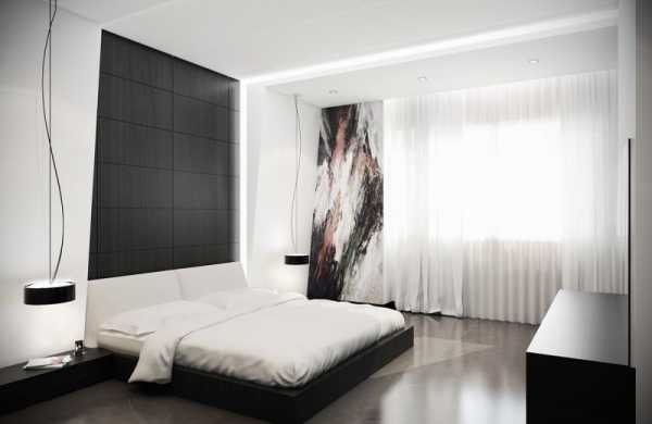 Белая кровать в спальне дизайн