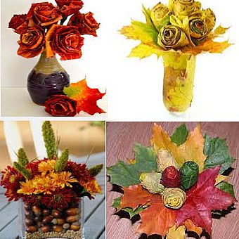 Букеты из листьев – Осенние поделки из сухих цветов и цветы из кленовых листьев своими руками