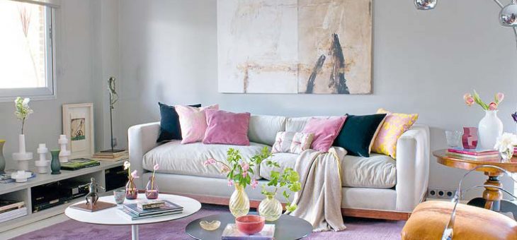 Цвет зала – оформление зала в коричневых и в сиреневых тонах, комбинации зеленового и бежевого цвета стен