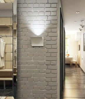 Декоративные кирпичики в интерьере квартиры – оригинальный дизайн в виде кирпичной кладки в стиле «лофт» в прихожей, отделка белым кирпичом в интерьере