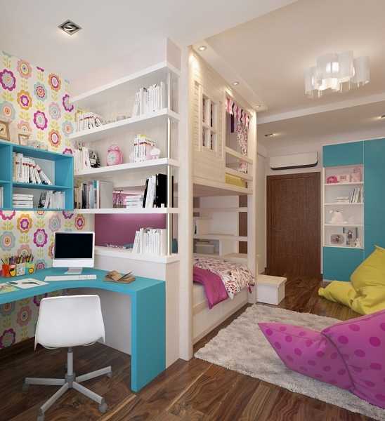 Дизайн узкой и длинной комнаты для девушки