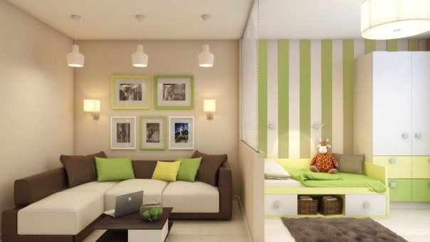 Детская в гостиной зонирование