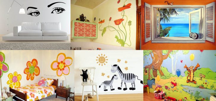 Детские рисунки на стене как оформить – своими руками рисунки, что нарисовать и как в комнате, картины, оформление в интерьере, идеи и эскизы