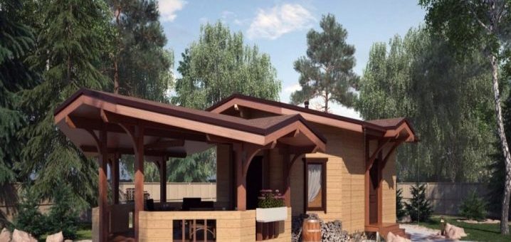 Дизайн дачных участков с домом баней и беседкой – пристроенная конструкция с мангалом и барбекю, пристройка в виде беседки под общей крышей