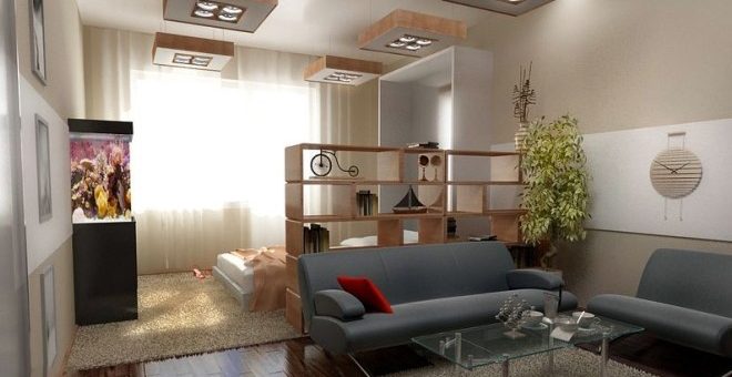 Дизайн гостиная и спальня в одной комнате