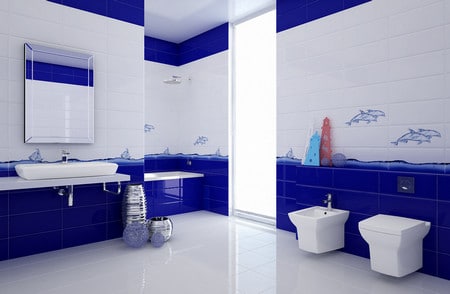 Дизайн ванной комнаты фото в синем цвете