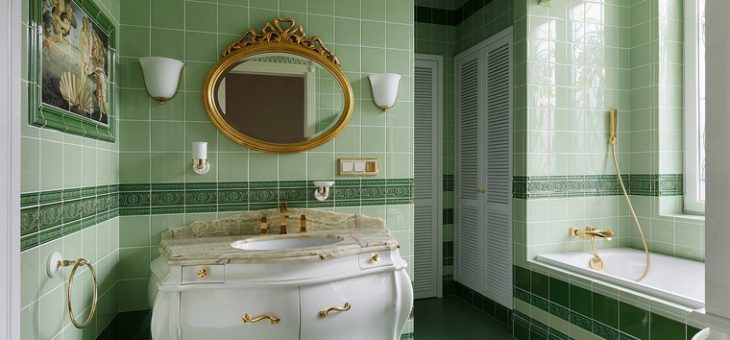Дизайн ванной комнаты в зеленых тонах фото
