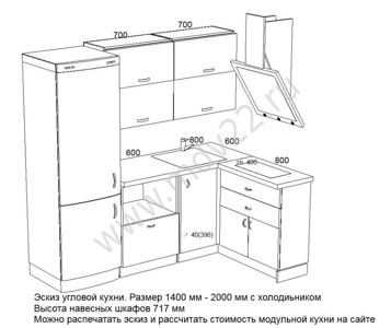 Кухня мебель чертеж размеры