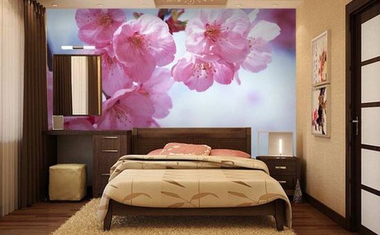 Фотообои дизайн спальни – над кроватью и на стенах, примеры дизайна интерьера маленькой комнаты, розы, какие выбрать по фэн-шуй