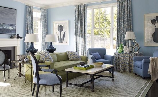 Голубые обои в интерьере кухни – Голубые обои в интерьере спальни, кухни, гостиной и детской, фото удачного сочетания голубых обоев с золотом, серым и коричневым цветом, обзор узоров и рисунков