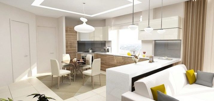 Гостиная кухня столовая в одной комнате – Дизайн гостиной-объединенной с кухней и столовой, и фото совмещенного интерьера