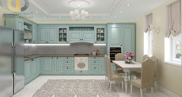 Интерьер кухни 12 метров в классическом стиле