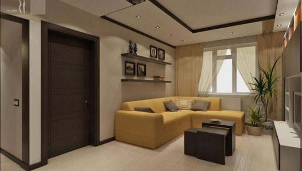 Интерьер проходной гостиной