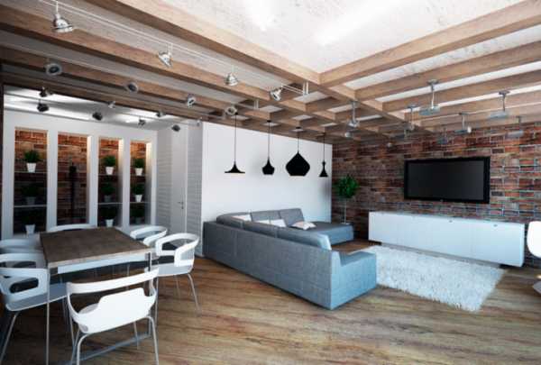 Дизайн комнаты с декоративным кирпичом и обоями