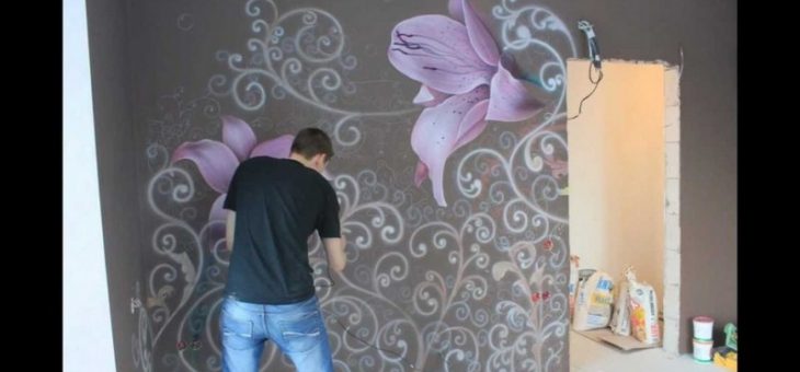 Как нарисовать рисунок на стене – техника нанесения краски, инструменты для проведения работ, фото различных вариантов настенных рисунков, сакура, видео мастер класс