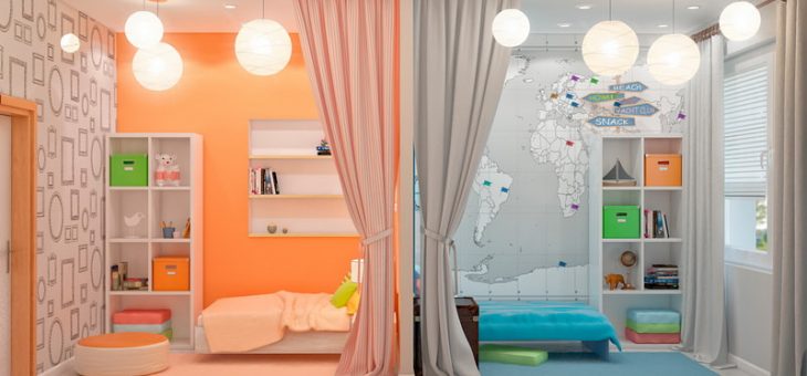 Как обставить детскую комнату для двоих детей мальчика и девочки