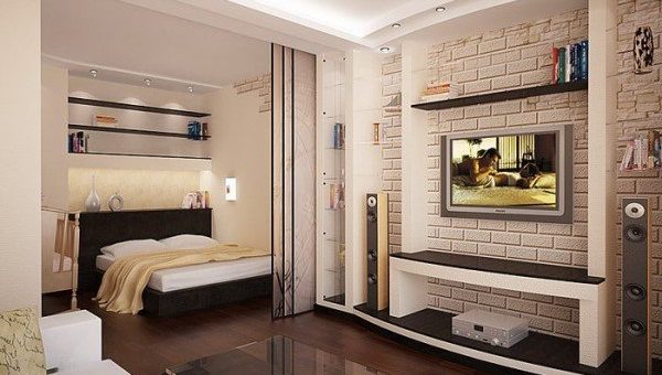 Как в однокомнатной квартире выделить спальную зону фото – дом и комнатами, дизайн с двумя зонами, фото с гипсокартоном, как отделить спальное место