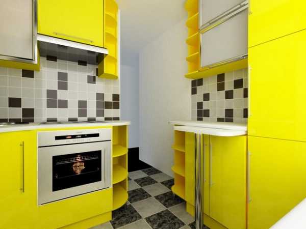 Дизайн кухни черно желтой