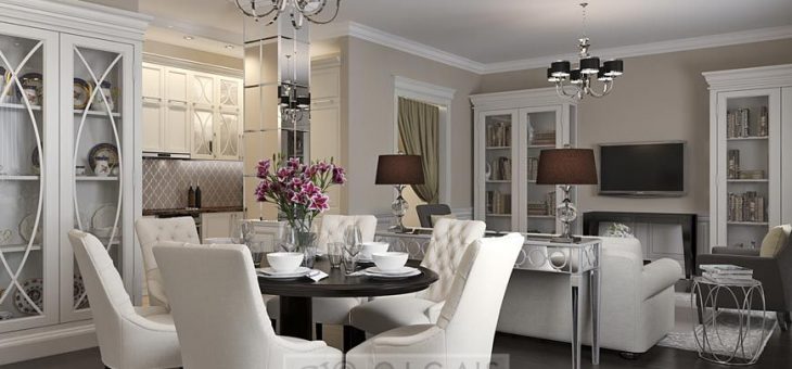 Кухня гостиная в стиле арт деко – Дизайн интерьера белой кухни-гостиной в стиле арт деко в интерьере + Фото