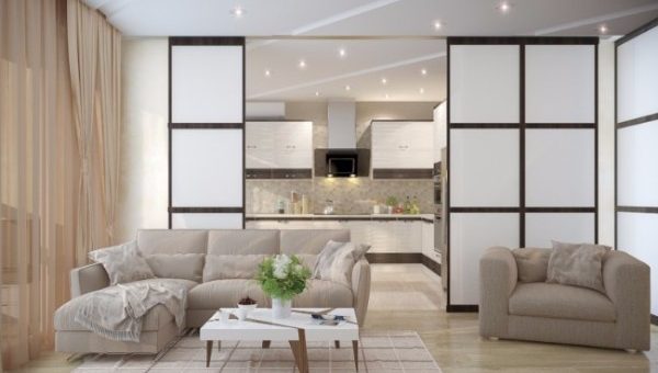 Кухня с раздвижными дверями