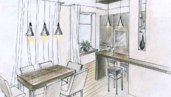 Кухня с рисунком – проект дизайна карандашом, нарисовать интерьер угловых кухонь, фото и видео-инструкция