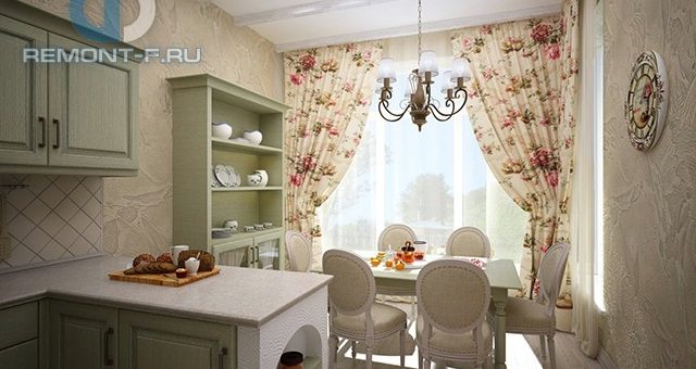 Кухня в стиле прованс фото интерьер с обоями
