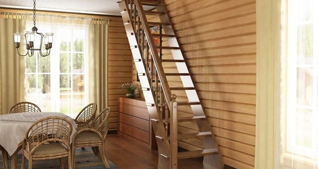 Лестница на второй этаж компактная