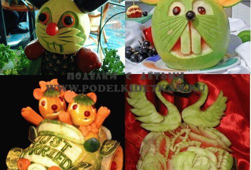 Летние поделки из овощей и шишек – жираф, мышка, люди, крыса, чайник, чашка, пингвин, утка, акула, башмаки, поросенок, поезд, цветы, мороженое, ежик и крокодил Гена