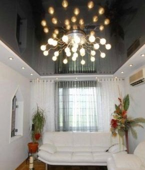 Натяжные потолки без люстры фото для зала – какие подходят в зал и спальню, потолочные модели на крючке в гостиную, какие можно использовать, как правильно выбрать