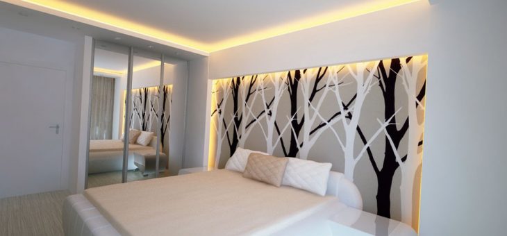 Натяжные потолки фото для спальни матовые с освещением фото