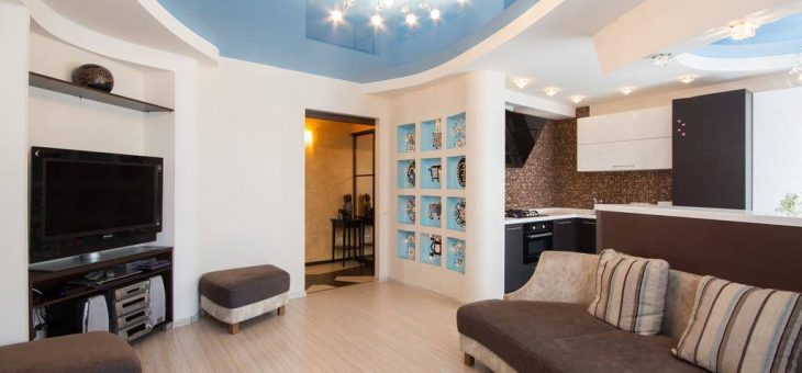 Натяжные потолки в интерьере