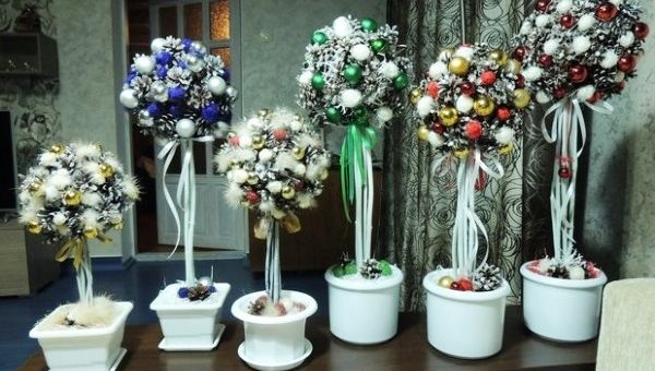 Новогодний топиарий фото своими руками – Стильный подарок и элемент декора на Новый год своими руками: мастер-классы новогодних топиариев