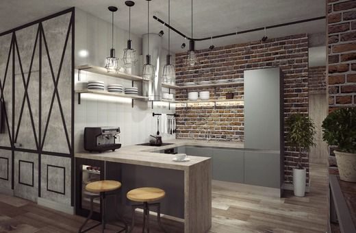 Обеденная зона в стиле лофт – Комфортная обеденная зона в стиле минимализм уравновесила интерьер лофт. А живопись в интерьере добавила в проект интерьер… | Интерьер лофт для женщины