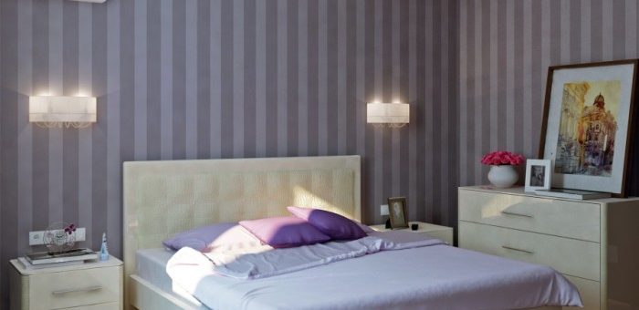 Обои полосатые в спальню