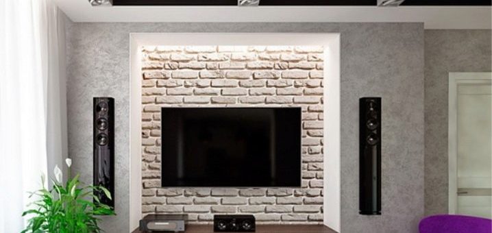 Оформление стены в гостиной с телевизором – оформление акцентной стены, как красиво оформить и на какой высоте от пола вешать ТВ