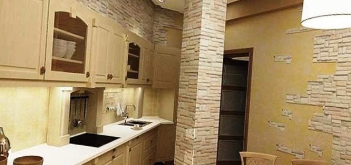 Отделка кухни декоративным кирпичом фото