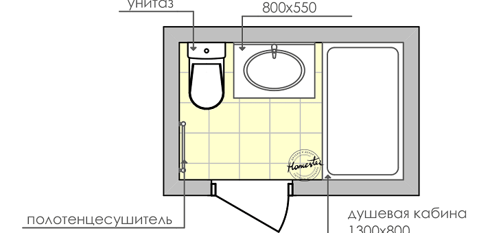 Планировка санузла 2 на 2