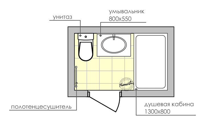 Санузел 2 на 2 дизайн