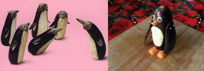 Поделка из овощей и шишек – жираф, мышка, люди, крыса, чайник, чашка, пингвин, утка, акула, башмаки, поросенок, поезд, цветы, мороженое, ежик и крокодил Гена