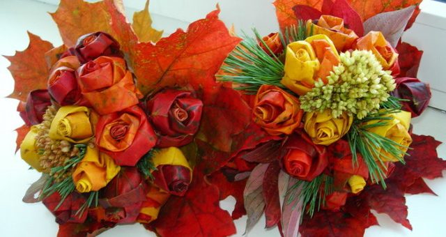 Поделки из листьев розочки – Осенние поделки розы из листьев – Поделки из осенних листьев своими руками. Как сделать розы из осенних листьев