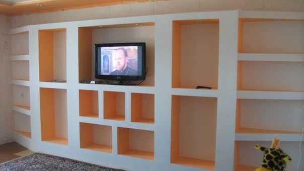 Полки из гипсокартона в стене фото – видео-инструкция по монтажу своими руками, что нужно чтобы получилась угловая, висячая, волнистая полочка, перегородка, цена, фото