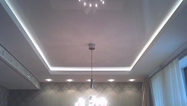 Потолки двухуровневые с подсветкой фото