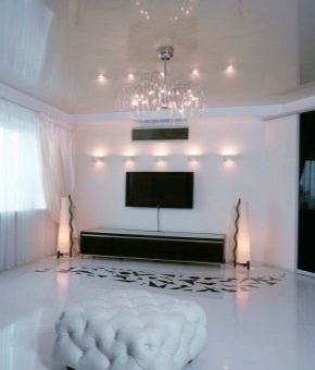 Потолок натяжной белый глянцевый фото – Белый глянцевый натяжной потолок (33 фото) Потолочные конструкции с лампочками в интерьере