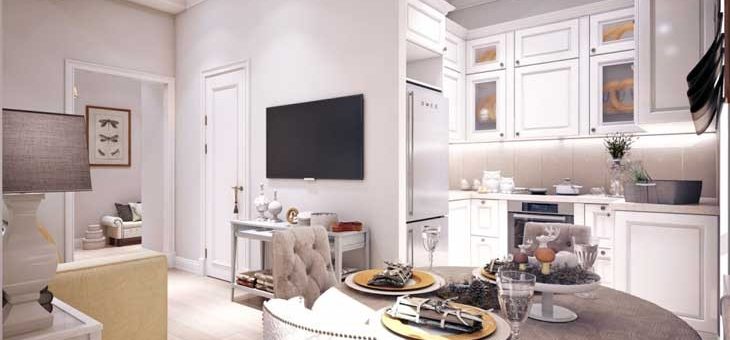 Проект однокомнатной квартиры со спальней – Дизайн однокомнатной квартиры 47 кв. м в стиле новая классика. Как с помощью перегородки зонировать квартиру.