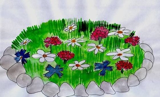 Рисунок клумба для детей