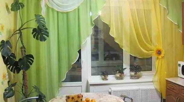 Шторы на кухню фото из вуали
